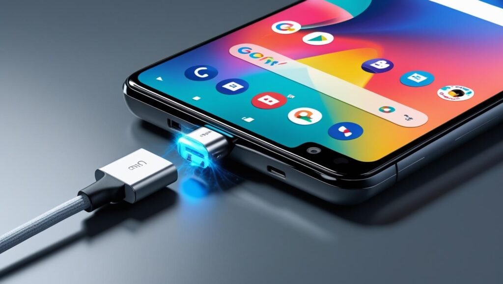 Google Pixel 9 Pro XL with a full battery icon, streaming video, gaming, and video calling, while fast charging