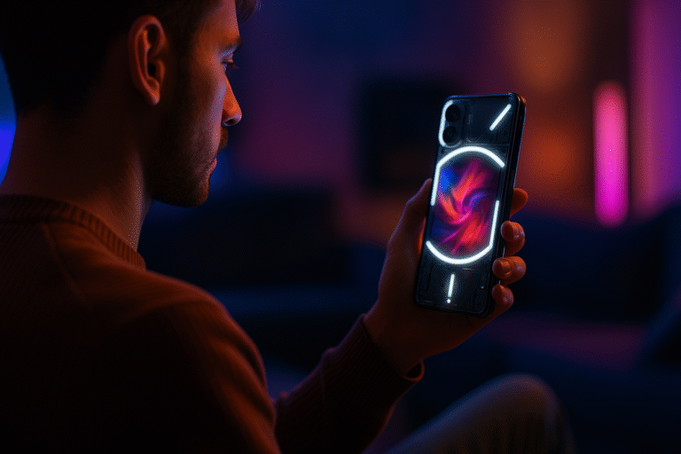 Person holding Nothing Phone 3 in portrait mode, watching vivid HDR video on bezel-less screen.