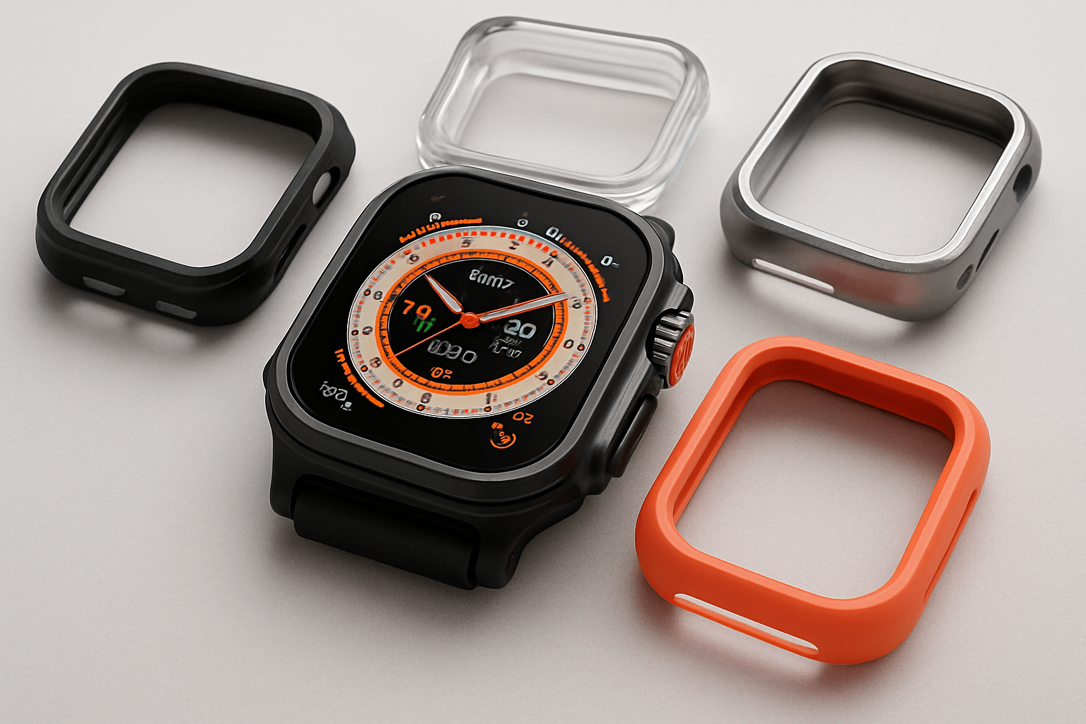 Apple Watch Ultra 2 Case in multiple styles and materials on a clean background